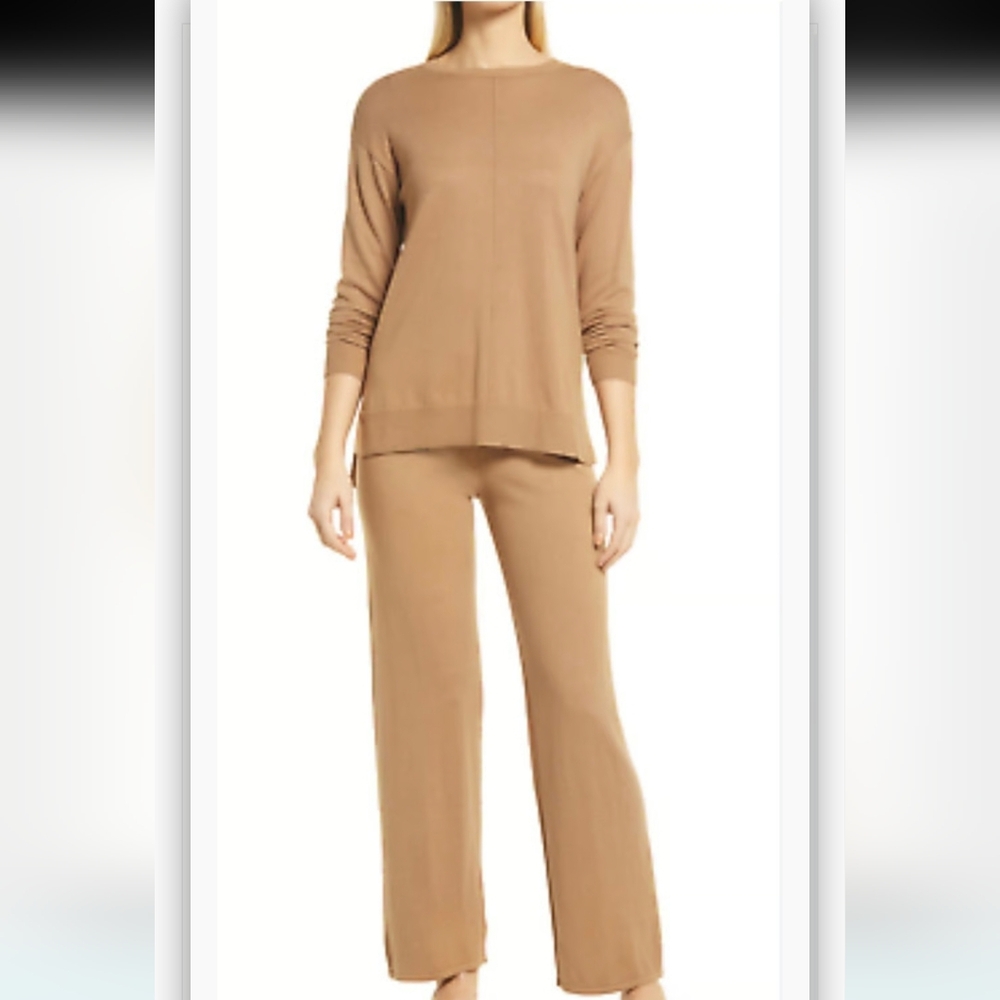 Ann Klein Brown Knit Sweater and Pants Set Sz.L NWT